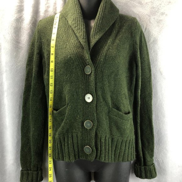 Vintage Fossil Women Sz M Wool Blend Bulky Long Sleeve Large Button Green Collar - Picture 4 of 12